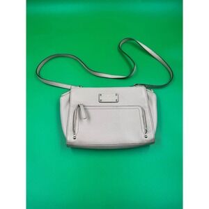 Kate Spade New York leather crossbody bag light gray pebbled purse w zip pockets